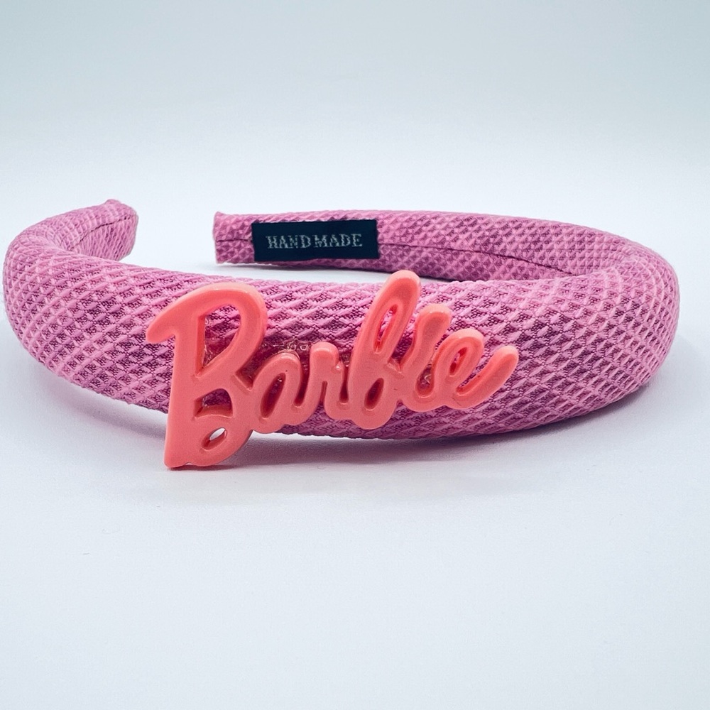 Barbie Light Pink Textured Plaid Headband New